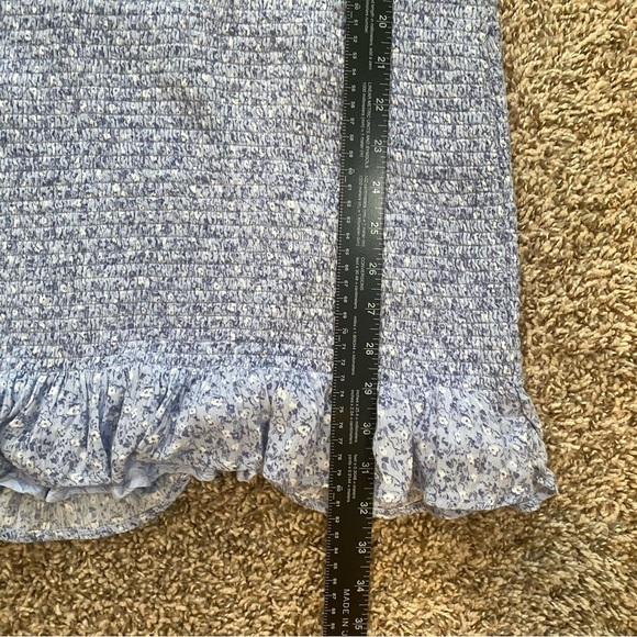 Abercrombie & Fitch Blue Floral Smocked Mini Summer Dress Sz Large - Picture 7 of 11